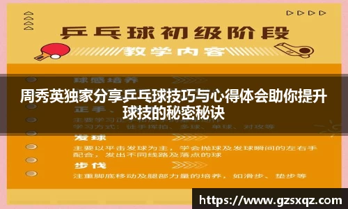 周秀英独家分享乒乓球技巧与心得体会助你提升球技的秘密秘诀